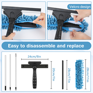 Hiệu Quả Làm Sạch Ba Kích Cỡ Khác Nhau Chenille Chất Liệu Cửa Sổ <span class=keywords><strong>Squeegee</strong></span> Bàn Chải - Product Image 3