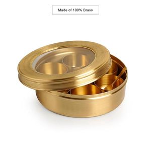 ふた付きキッチン用COPPERスパイスボックス/マサラダバ、7つのスパイスコンテナと1つのデザイナースプーン真ちゅう製マサラボックス (スパイス収納用) - Product Image 6