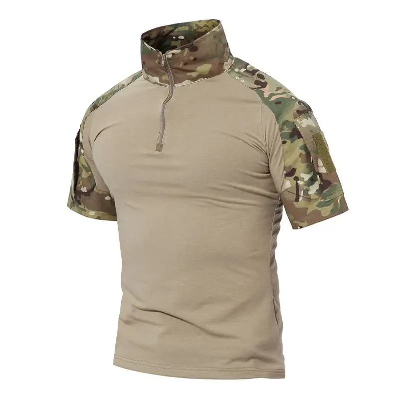 Camiseta de combate táctico para hombre, camisa personalizada de fabricante OEM, de manga corta, uniforme de camuflaje, gran oferta