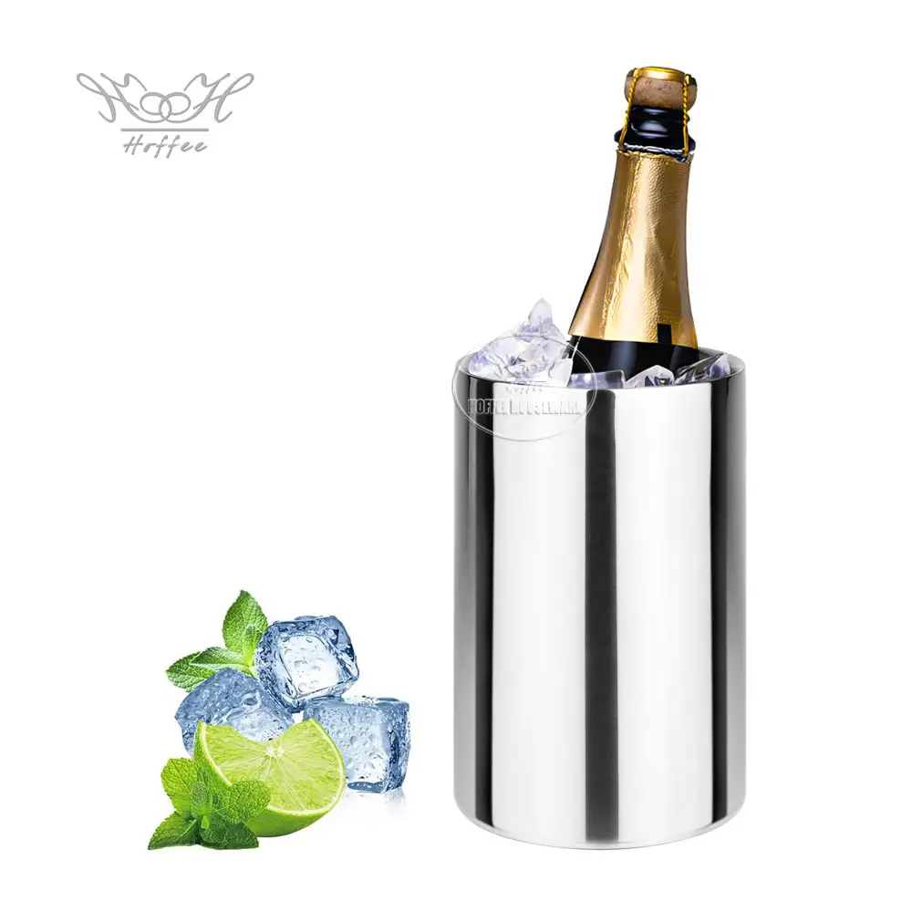 1.5L Silver Champagne Bucket Holders Stainless Steel Ice Bin Wine Cooler Bucket Wine Chiller Insulated Beer Ice Bucket For Party