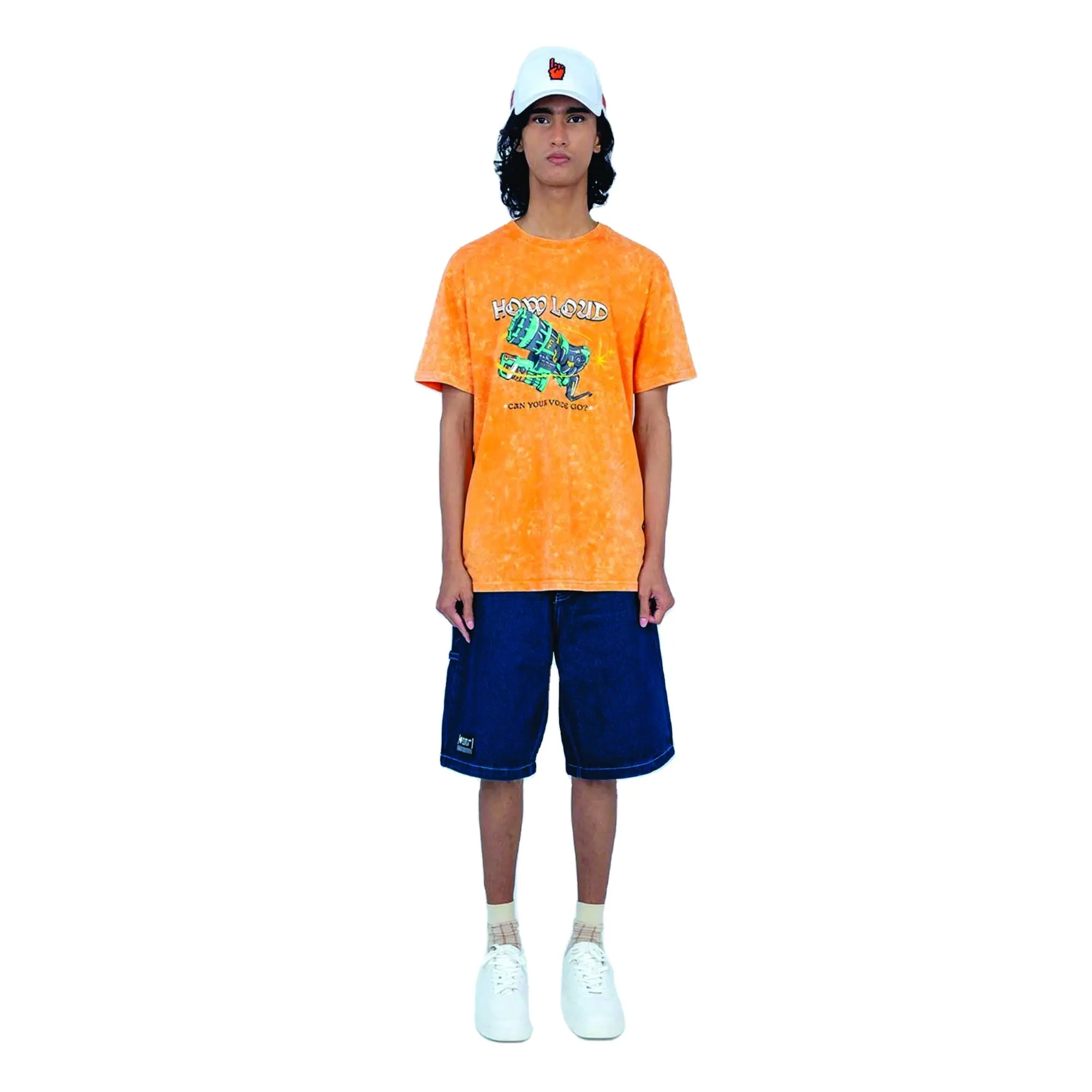 Rap yıkama eski kısa kollu T Shirt erkekler için yüksek sokak turuncu t-shirt koyu batı sahil stil Hip-Hop erkek giyim Y2K Tee Tops