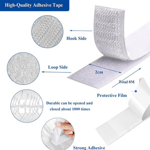 Tiras de gancho y bucle de Velcro ajustables de fábrica al por mayor gancho y bucle autoadhesivo de doble cara personalizado pegajoso - Product Image 3