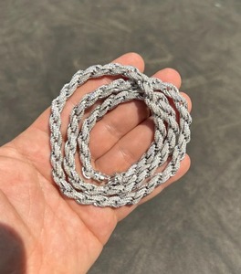 Erkek 7.5mm katı 925 ayar gümüş mozanit halat zincirler güzel gümüş zincirler mükemmel kesim özelleştirilmiş takı - Product Image 2