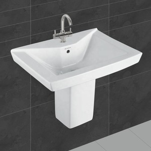 Ấn Độ Dễ Dàng Làm Sạch Gốm Nửa Bệ Sink - One Mảnh Bán Rửa Lưu Vực Mono Khối Lavabo Sứ Phòng Tắm Thiết Bị Vệ Sinh - Product Image 3
