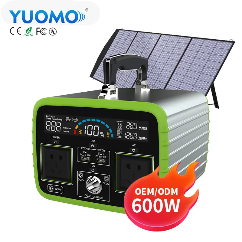 600w Lifepo4 Battery Camping Outdoor Generator Portable Power Station / Charging Solar Panels Bank Portable Power Stations