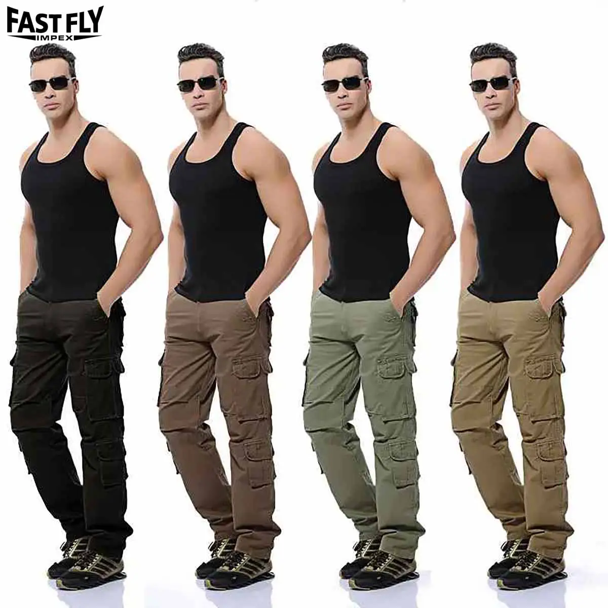 Pantaloni Cargo multitasche durevoli in cotone 100% dal design personalizzato pantaloni lunghi da uomo in stile militare per uomo