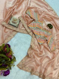 NEW SAREE BLOUSE NEW <strong>SARI</strong> INDIAN WEDDING DESIGNER BOLLYWOOD PAKISTANI PARTY WEAR