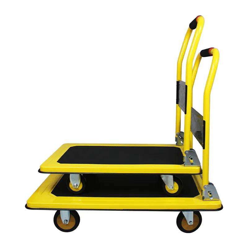 200kg 적재 노란색 철판 미끄럼 방지 접이식 시계 고무 바퀴 정원 카트 왜건 플라스틱 욕조 트롤리