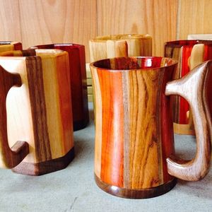 UNIQUE WOOD VIKING DRINKING TUMPER MUG手作り無垢材ハンドルウッドカップコーヒーティー用ミルクキャンプ用クリスマス