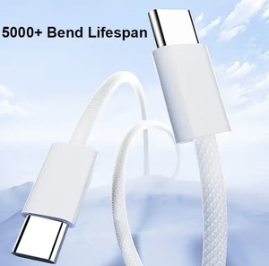 1 מ '2m 60w קלוע כבל מסוג c כדי להקליד c עבור iPhone 15 16 60w טעינה מהיר כבל נתונים עבור iPhone 15 פרו <span class=keywords><strong>USB</strong></span>