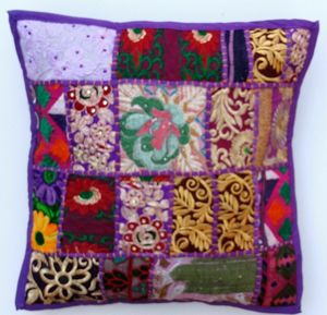 パッチワーククッションカバー刺繍コットン16インチホーム装飾マルチカラーボヘミアンKathaインドの委託者によって印刷