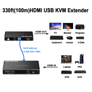 HDBaseT HDMI扩展器120m KVM红外通过接收器发射器4k60hz 1080p 60hz TX RX HDMI KVM扩展器