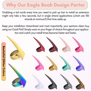 Toptan özel Logo dikiş örgü parmak aracı kesit yüzük için örgü saç peruk dokuma kıvırma şekillendirici olmayan keskin ucu - Product Image 6