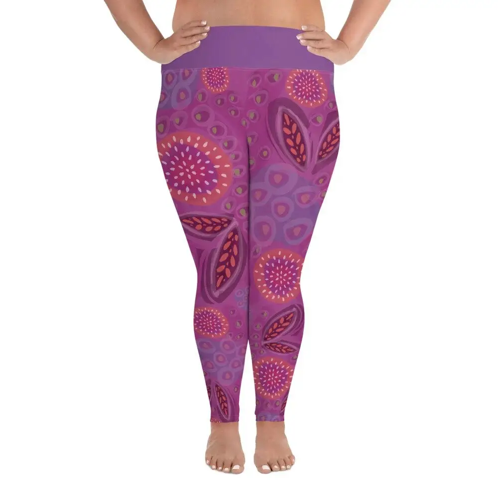 Pantalones de yoga con estampado de sublimación personalizada para mujer, pantalones activos florales de cintura alta, mallas deportivas