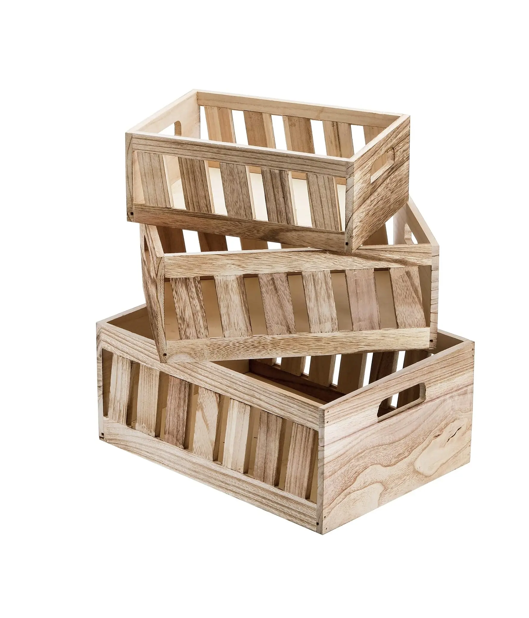 Set di 3 casse di nidificazione in legno rustico scatole Decorative contenitore di legno