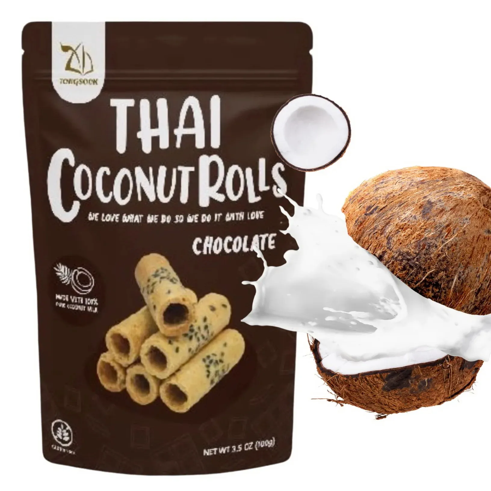 Thai-kokosnuss-rolle Schokoladengeschmack-Snack aus Thailand Geschenkboxen Mochi Oreo Keto japanische Speisen Snackers Größe 100 Gramm