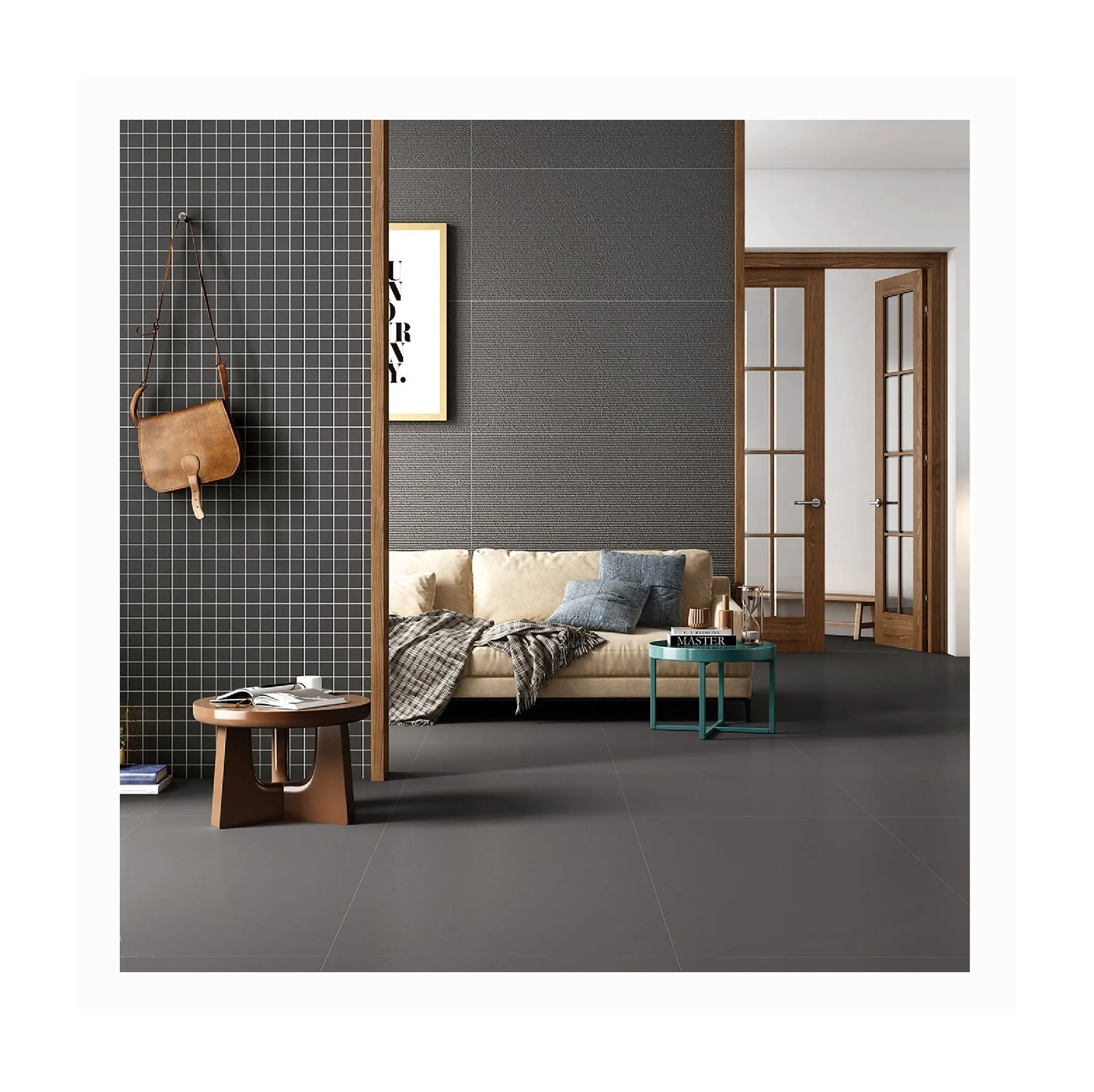 Azulejos de porcelana vidriados, 60x120 cm, último diseño y tendencias especialmente hechos para azulejos vitrificados, color gris oscuro para diseño de suelo y pared