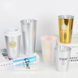 Custom 12Oz 16Oz 24Oz Hard <span class=keywords><strong>Cup</strong></span> Bubble Theekop Regenboog Frosted Holografische Pp Injectie Plastic Binnenstickering - Product Image 3