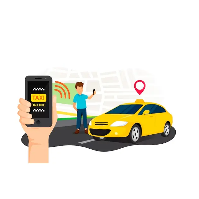 Bir taksi rezervasyon hizmeti uygulamasında gelişmiş güvenlik özellikleri mesafe ve zamana göre otomatik ücret hesaplaması