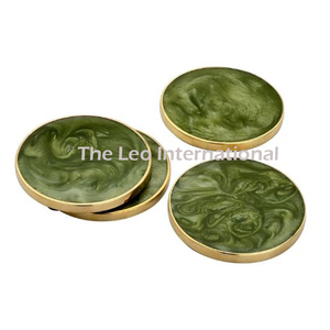 树脂材料人造玛瑙石看起来像紫色4杯垫4X0.2X4英寸餐具 - Product Image 3