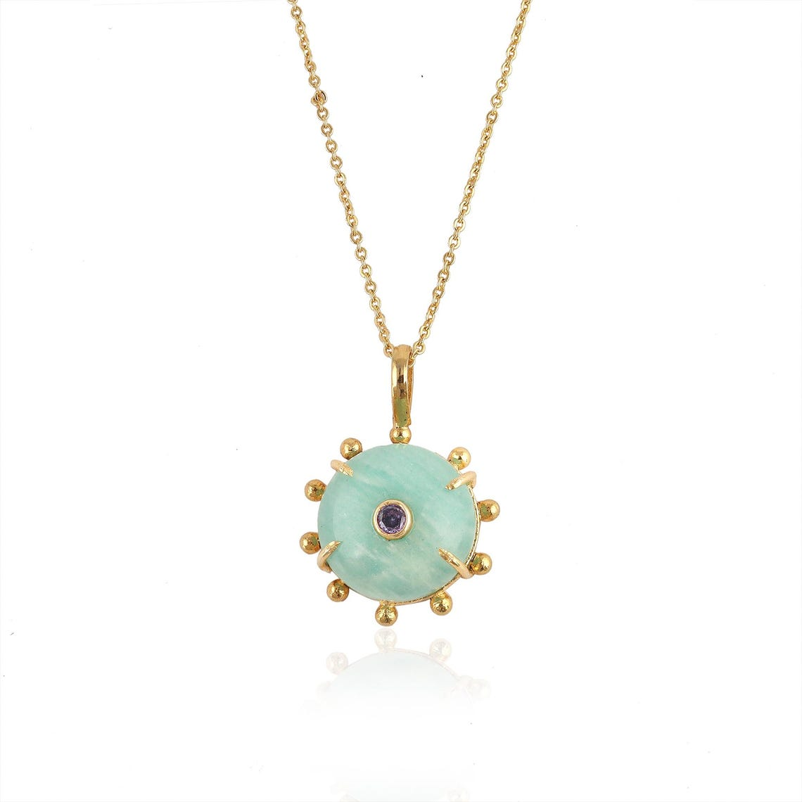 4. Amazonite with Amethyst Quartz CZ