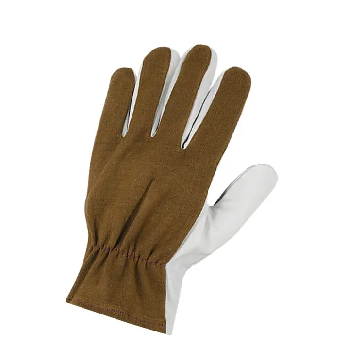 Satın özel tasarım palmiye keçi derisi deri montaj iş güvenliği eldiveni koruyucu eldiven erkek kadın