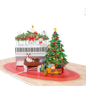 Kiricard 3D Xmas cây và đàn piano thẻ Pop Up thiệp chúc mừng Việt Nam thiết kế mới handmade thẻ cho Giáng sinh Thủ công mỹ nghệ - Product Image 1