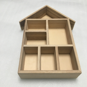 Không Sơn Bằng Gỗ Letterbox Nhà Hình Dạng Thu Nhỏ Bằng Gỗ Hiển Thị Kệ Nhà Búp Bê Showroom Bằng Gỗ Bóng Hộp Với 7 Ngăn - Product Image 2