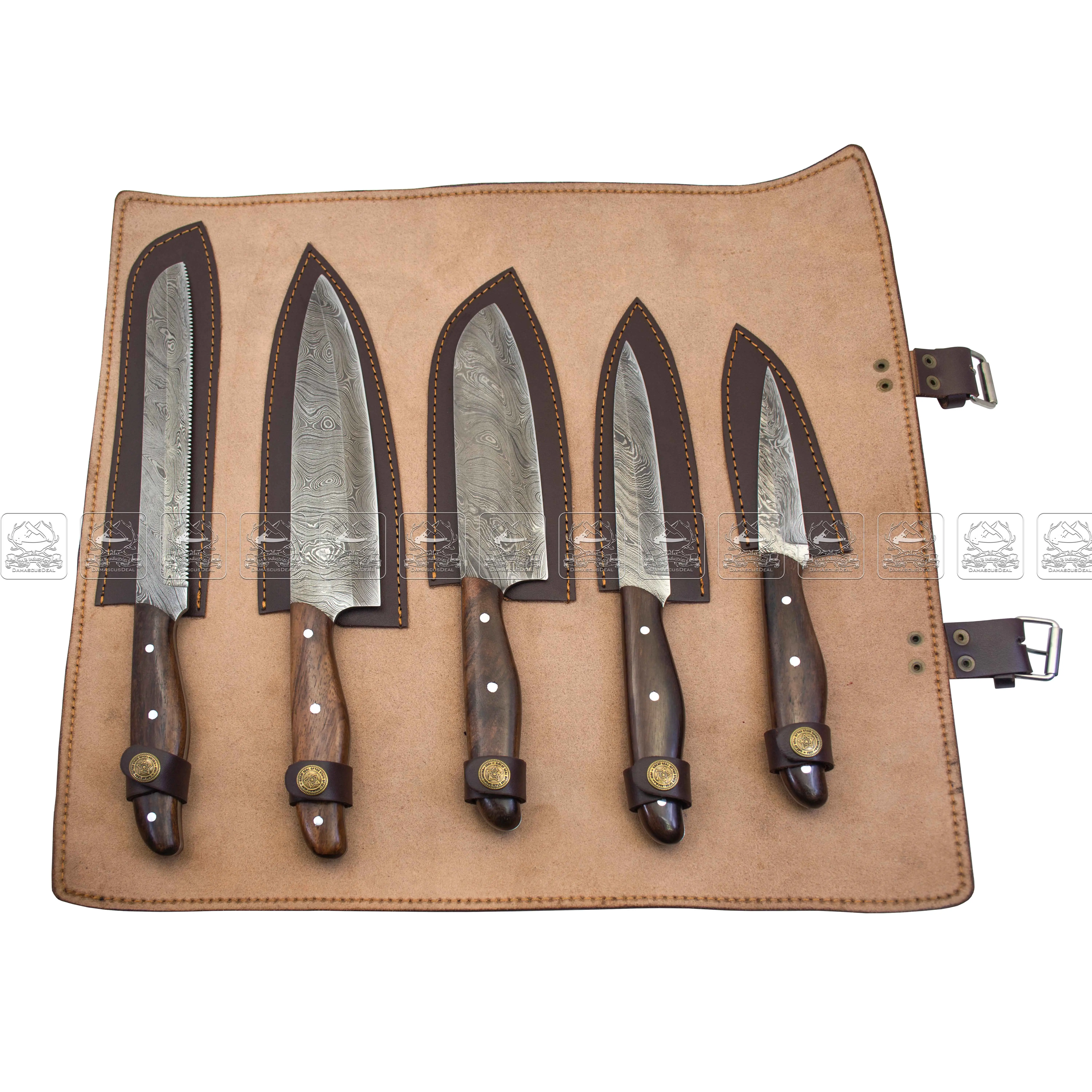 Hot sale Japanese Style Damascus Steel Kitchen Knife Set DD-KKS-902 professional Rosewood handle kitchen knives set