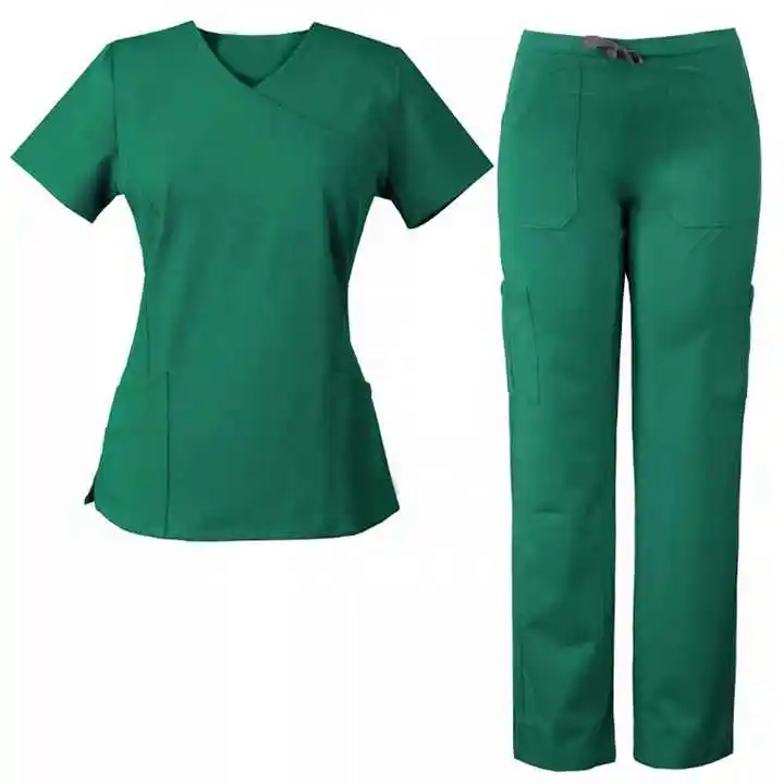 ชุดยูนิฟอร์มคลินิกทันตกรรมสำหรับพยาบาลผู้หญิงเสื้อขัด & กางเกงชุดทำงานสัตวแพทย์ชุดขัดร้านขายยา