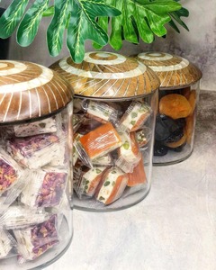 Yeni tasarım akrilik depolama kavanoz ahşap kapak anne inci deniz kabuğu kakma gıda depolama hindistan - Product Image 3