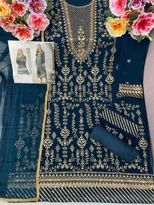 新しいトレンディなデザイン重い刺Embroideryとシーケンス作業パキスタンスーツ結婚式とパーティーウェア卸売価格で