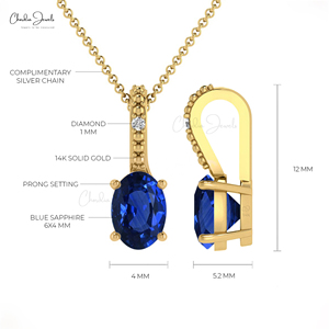 0.60 CT hakiki mavi safir gizli kolye 14k katı altın elmas sarkan kolye birthsister hediye en iyi fiyata kardeş için - Product Image 4