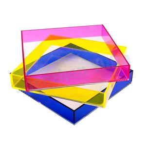 <span class=keywords><strong>Lucite</strong></span> Perspex鲜艳彩色霓虹灯系列蓝绿色黄色橙色粉色手工制作亚克力托盘霓虹灯敷料托盘