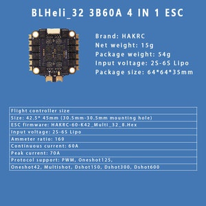 FPV BLHeli_32 3220 65A 30.5x30.5 2-6S 4 IN 1 ESC RC accessori per il controllo remoto aereo uso controllore di volo - Product Image 2