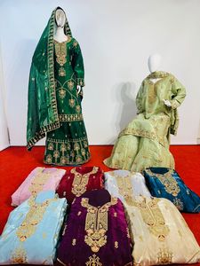 JimyChu限定の新しいデザインのカジュアルドレスガールズフルヘビーケンケンプラゾダイヤモンドジャーカンストーン7デュパッタデザイン9色