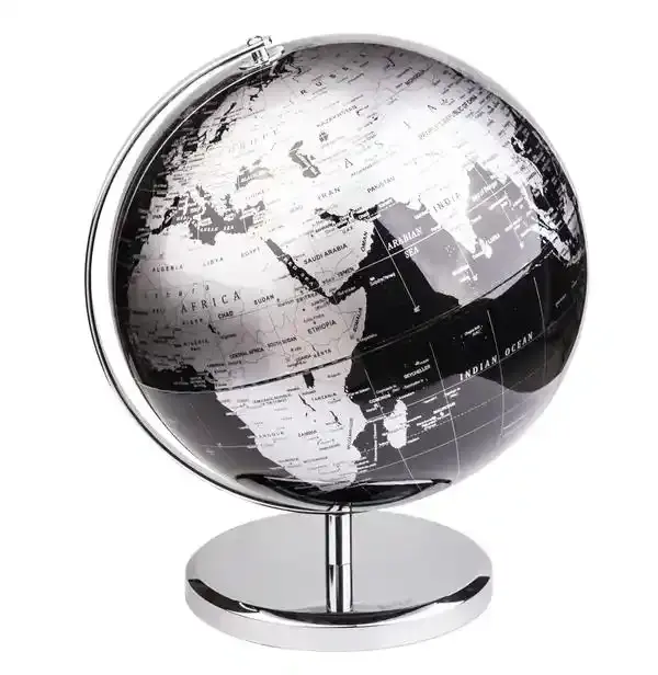 Globo mondo con Base in metallo argento disponibile a prezzi abbordabili dall'India