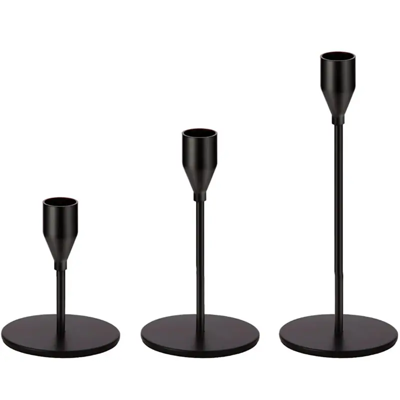 Top Design Metal 3D Matte Black Candle Stick Candle Holdel for Dinning, Wedding, Party