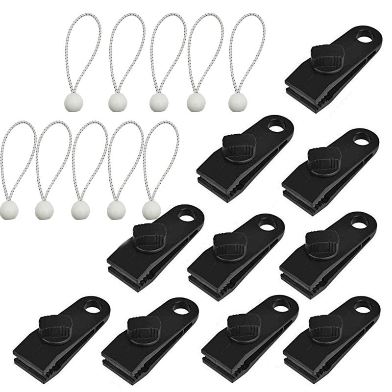 10 clips + 10 boucles de cordon blanches à points noirs