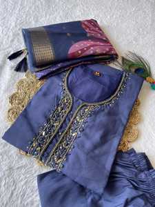 Women's Salwar Kameez with Khatli Work in Silk Fabric with Beautiful Color Fully Stitched Readymade - Product Image 3