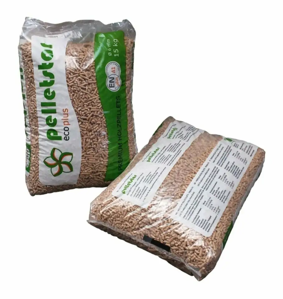 Pellets de madera Calentamiento de pellets Pellets de madera blanda Caldera de calefacción de energía ecológica Sacos 6mm 15kg