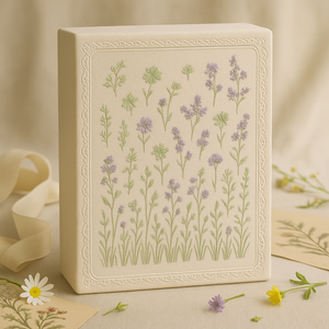 LABON Wildflower Embroidered <strong>Notebook</strong> A5 Lace Edge Pearl Accents Romantic <strong>Nature</strong> <strong>Design</strong> Cream Fabric Journal for Gift - Product Image 3