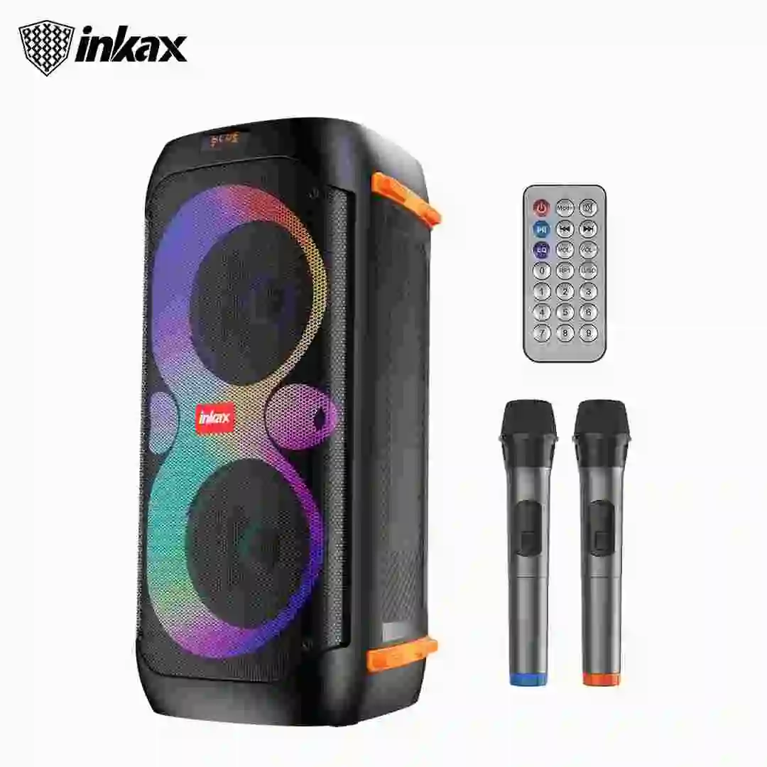 Inkax Deep Bass 40W Outdoor Speaker Aux/Tf/Usb Otg Live Streaming Karaoke Dj Draagbare Speaker Met 2 Micro