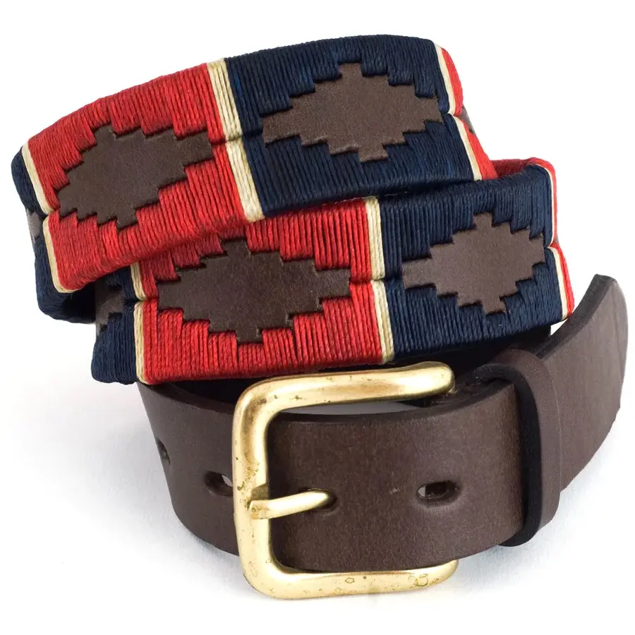 Ceinture Polo-rayure rouge/marine meilleure vente-fil cireux brun chocolat et Beige-accrocheur-ceinture Polo en cuir-alliage de Zinc