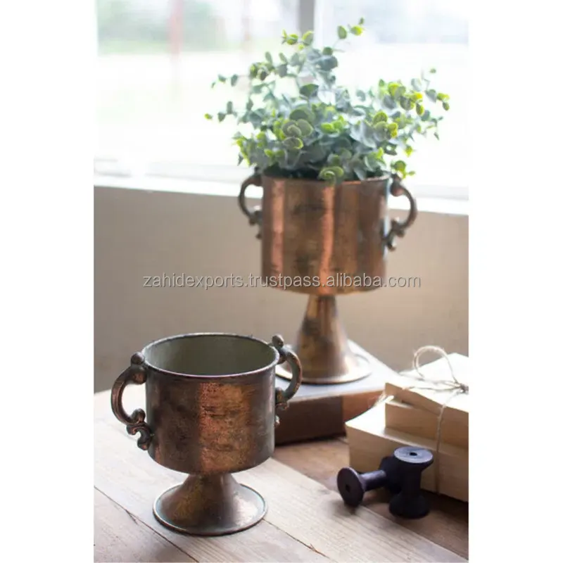 Zahid Exports Decorative Aluminium Flower Vases With Copper Antique Finish Home Decorative Item in Metal