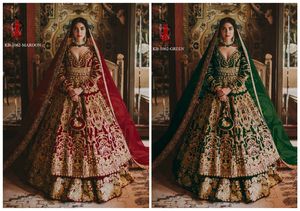 Designer Latest Heavy Bridal Wear 9000 Velvet Embroidery Fancy Dori Sequence Work Full of Diamond Lehenga <strong>Choli</strong> <strong>Wholesale</strong> Rate - Product Image 6