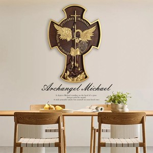 Thánh <span class=keywords><strong>Michael</strong></span> Archangel chiến thắng chéo, Thiên Thần Hộ Mệnh treo, 3D Tường mảng bám của chiến tranh tinh thần và bảo vệ - Product Image 5