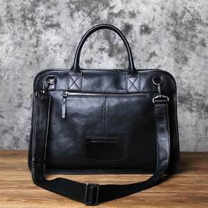 Borsetta da uomo in vera pelle con doppie tasche frontali borsa per computer di grande capacità - Product Image 4