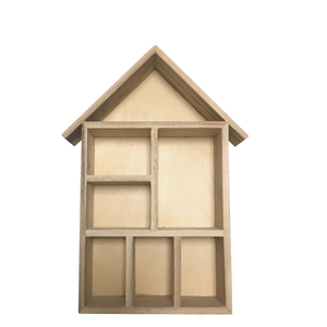 Không Sơn Bằng Gỗ Letterbox Nhà Hình Dạng Thu Nhỏ Bằng Gỗ Hiển Thị Kệ Nhà Búp Bê Showroom Bằng Gỗ Bóng Hộp Với 7 Ngăn - Product Image 1