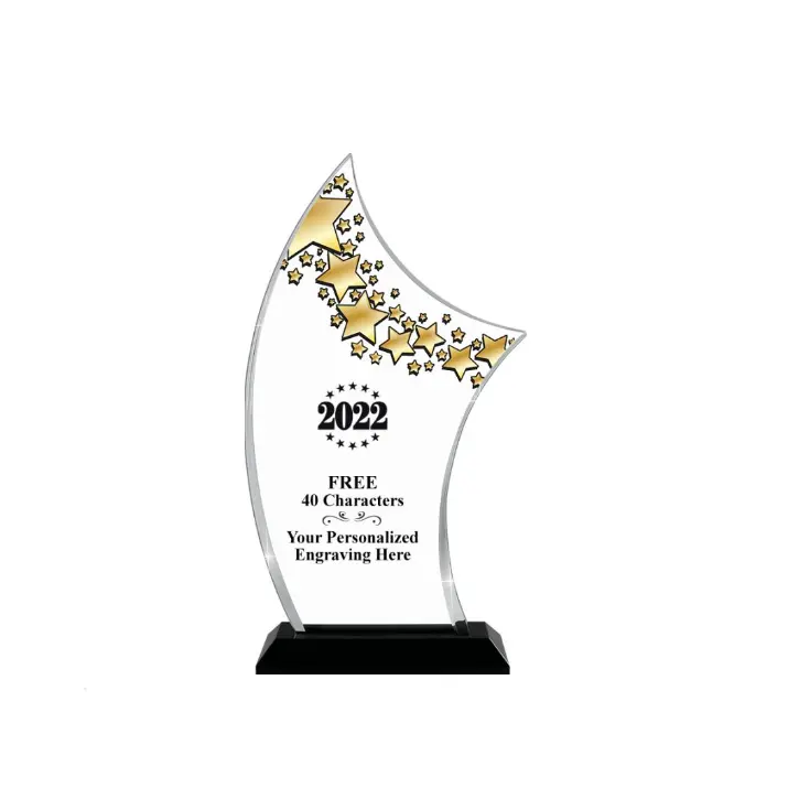 Prix de gros 3d gravure Laser acrylique, trophée en cristal vierge, logo personnalisé, étoiles en acrylique, pour cadeau d'affaires